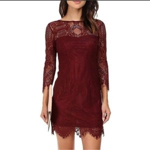 BB Dakota Everton V Back Lace Dress in Burgundy Size 2